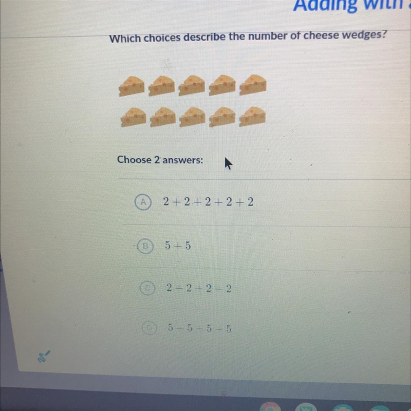 Which choice describe the number of cheese wedges?-example-1