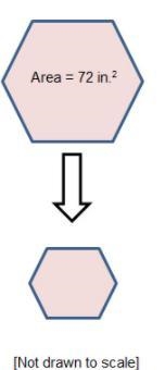 The hexagon below has been reduced by a scale factor of One-third. What is the area-example-1