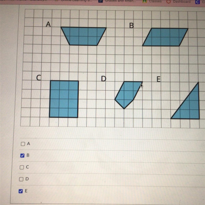 What are all the figures that are parallelograms? PLEASE HELP-example-1