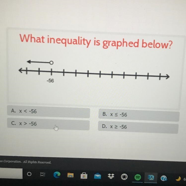 What inequality is graphed below?-example-1