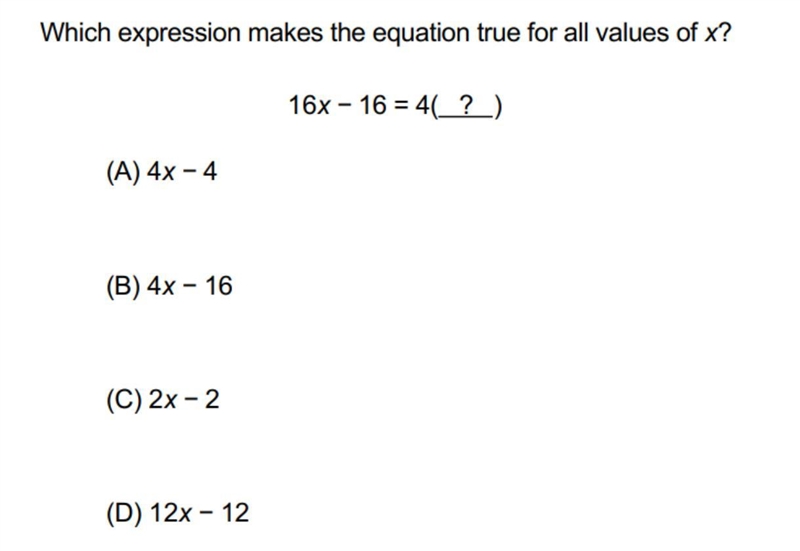 Wich expression makes equation true for all values of x.-example-1