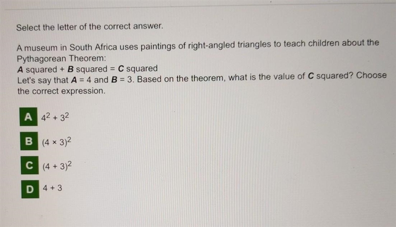 Select the letter of the correct answer. A museum in South Africa uses paintings of-example-1