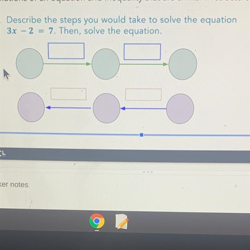 HURRY 2. Describe the steps you would take to solve the equation 3x - 2 = 7. Then-example-1