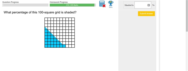 What percentage of the 100 square grid is shaded-example-1