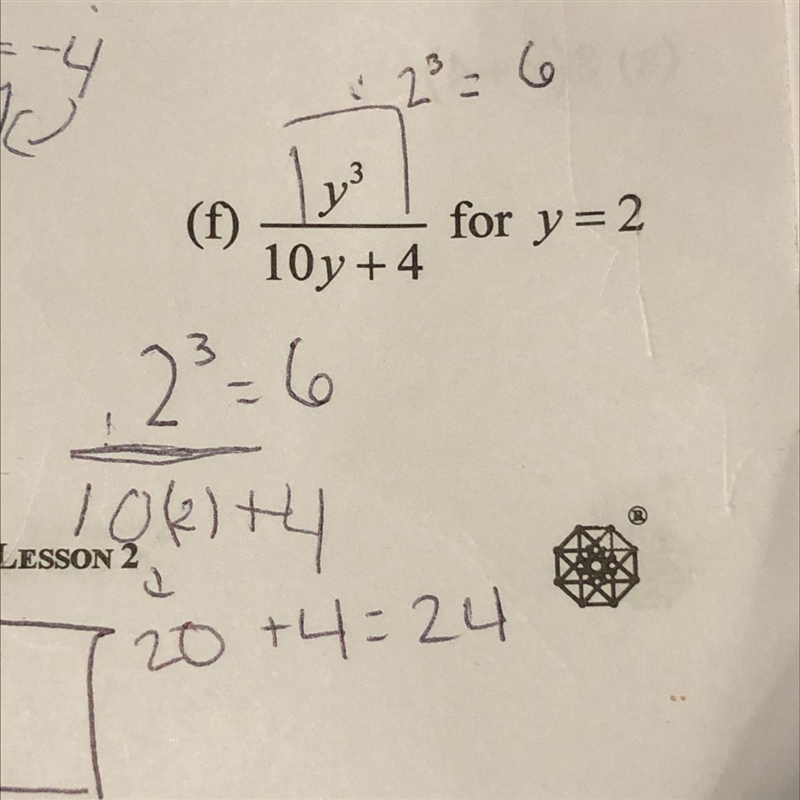 Y ³ ——— 10y + 4 i got 6/24 or just 4 is this correct-example-1