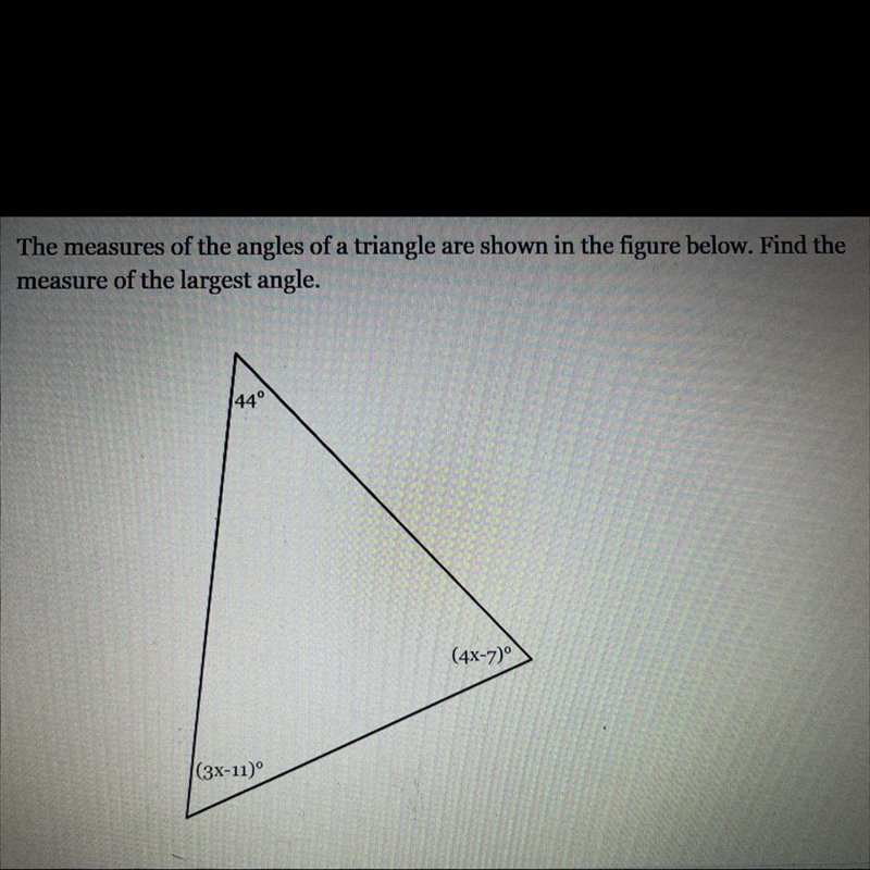 Find the measure of the largest angle.-example-1