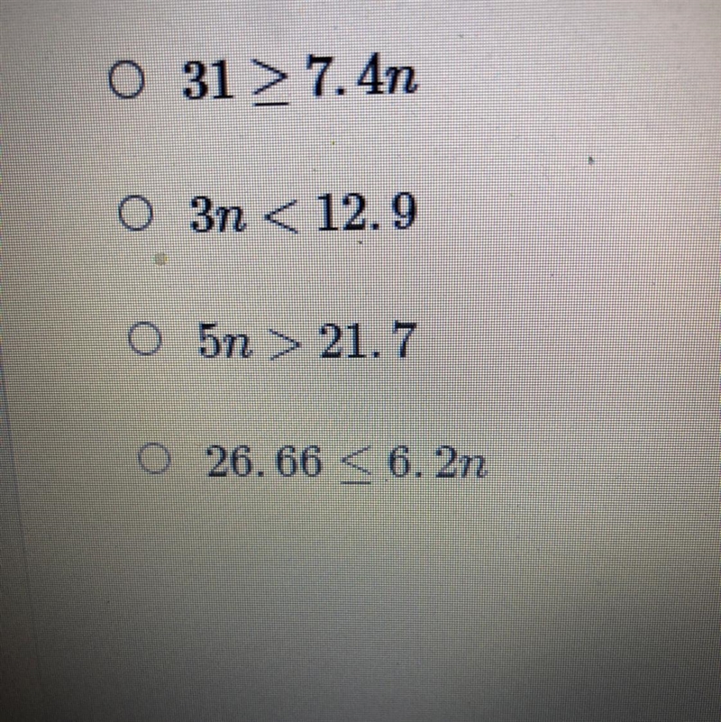 Which inequality is true when n = 4.3?-example-1