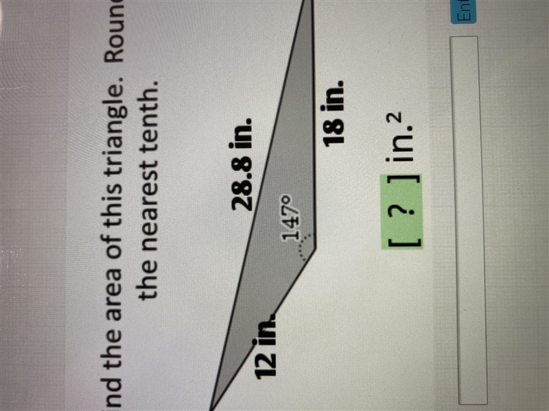 Find the area of this triangle. Round to the nearest tenth-example-1