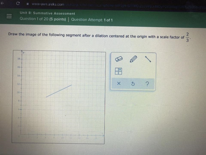 Draw the image of the following segment after a dilation centered at the origin with-example-1