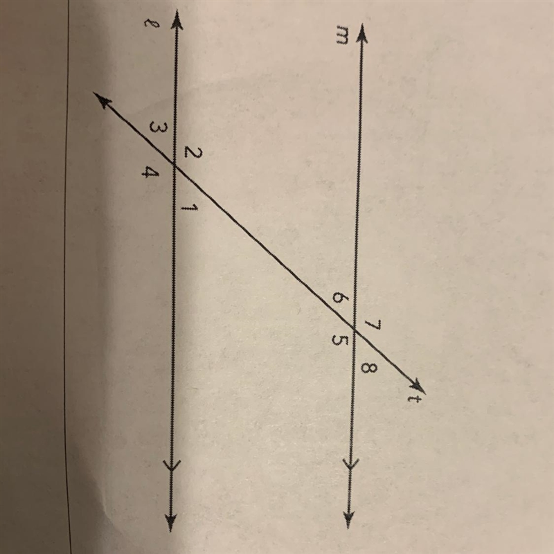 Consider the image below where lines m and I are parallel. What are the angle measurements-example-1