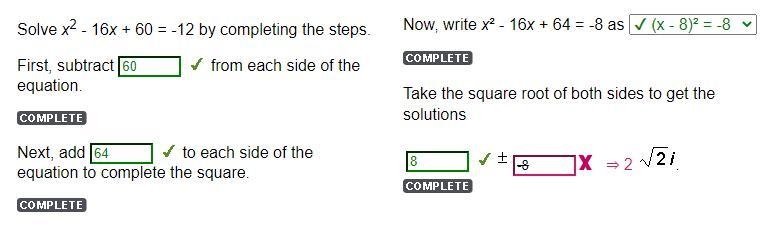 Solve x2 - 16x + 60 = -12 by completing the steps.-example-1