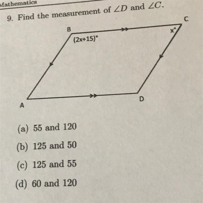 Find the measurement of ∠D and ∠C-example-1