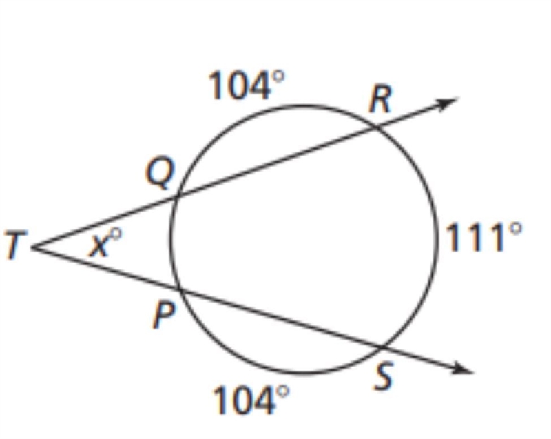 Find x (Secant tangent angles) Helppp-example-1