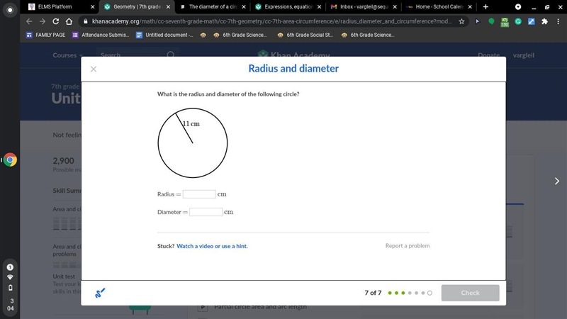 What is the radius and diameter of the following circle?-example-1