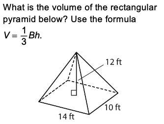 The volume of the rectangular pyramid is 840 cubic feet.-example-1