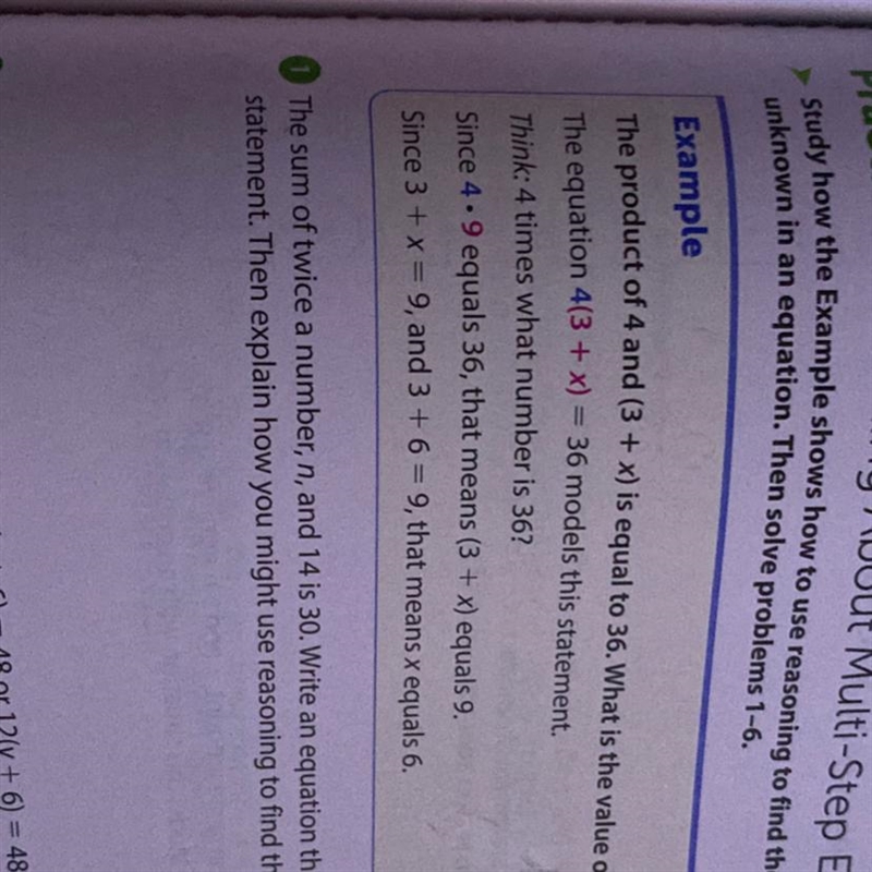 The sum of twice a number, n, and 14 is 30. Write an equation that models this statement-example-1