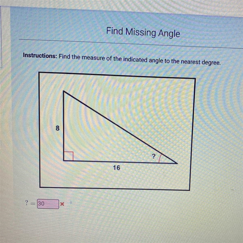 Instructions: Find the missing side. Round your answer to the nearest tenth. 8 16-example-1