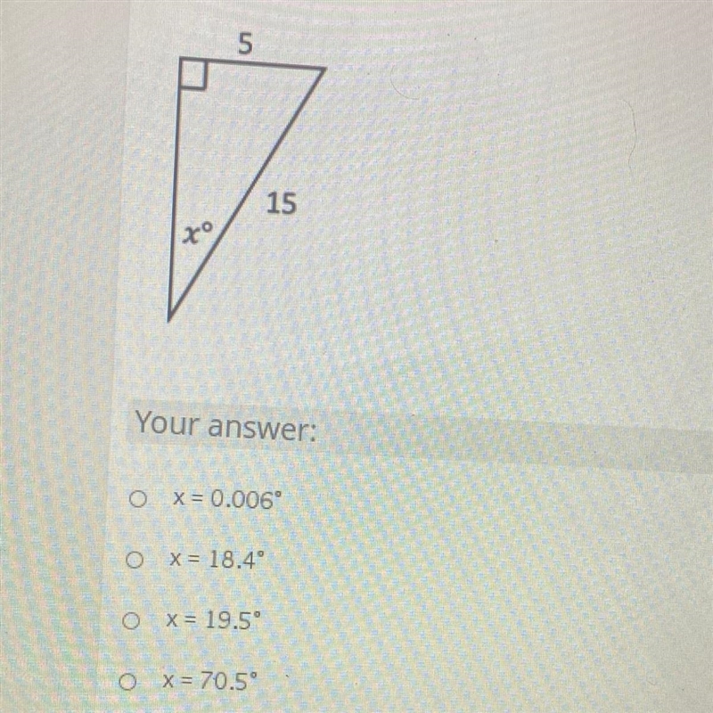 Find the value of x. 5 15-example-1