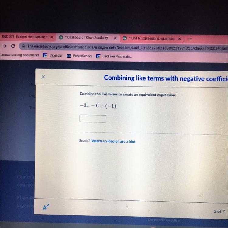 Combine the like terms to create an equivalent expression: -3.2 - 6+ (-1)-example-1