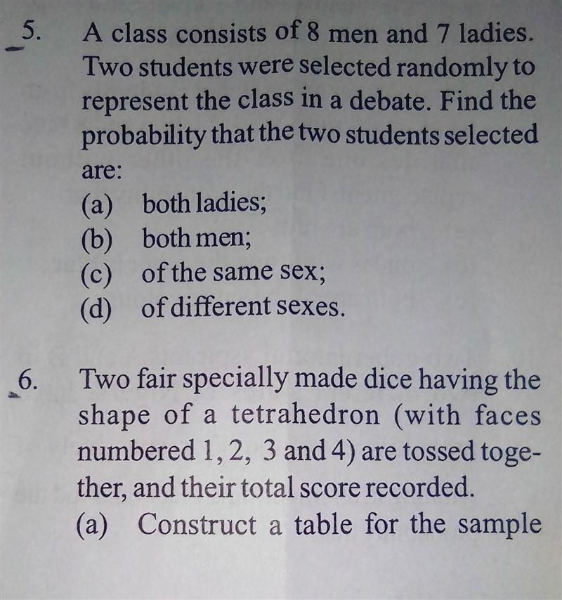 See image for question. Question Continuation : 1.construct a table for the sample-example-1