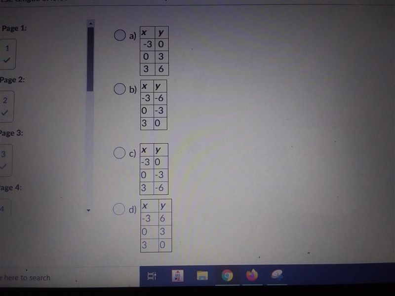 Which table of value is correct for the equation y = - x + 3-example-1