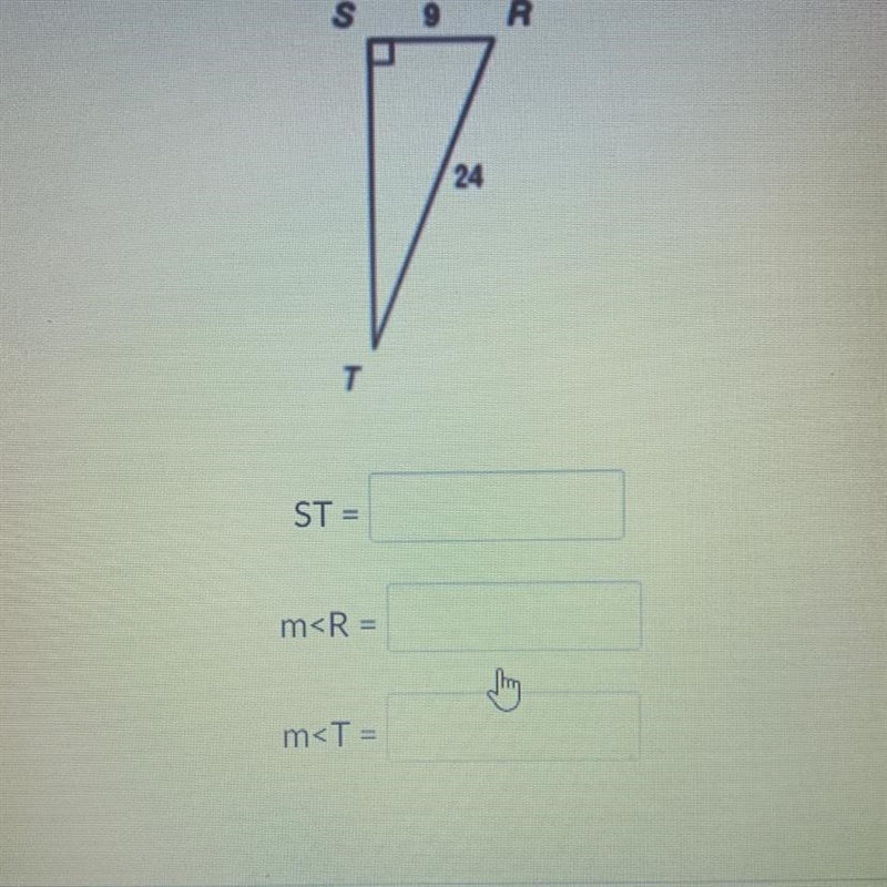 Solve the right triangle. Find ST, m Round your answers to the nearest whole number-example-1