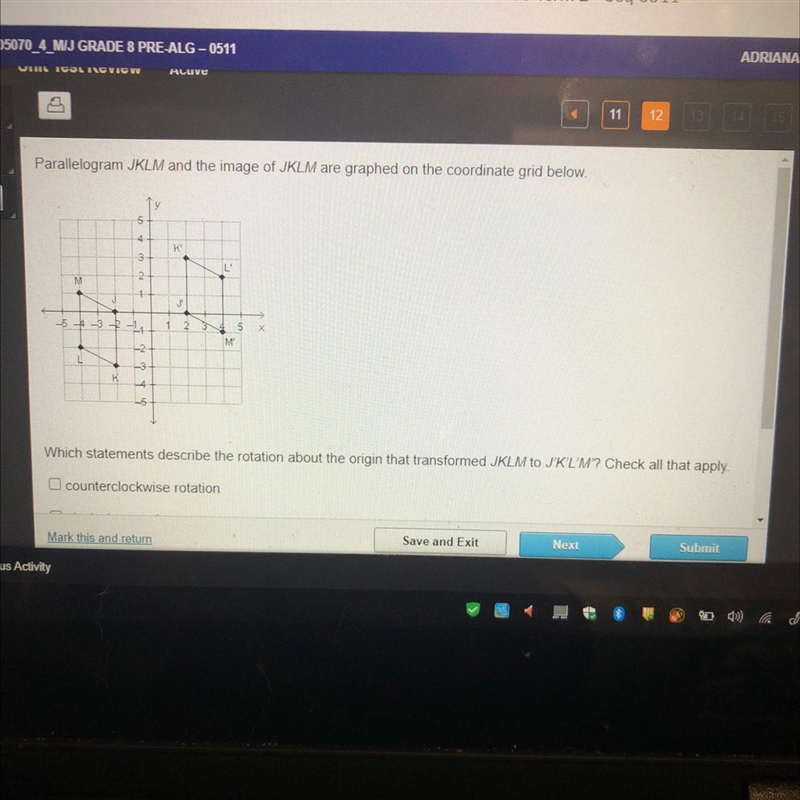 PLSSS HURRY!!! Here are the answer choices A. counterclockwise rotation B.Clockwise-example-1