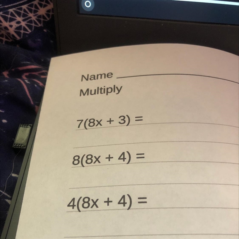 Multiply plz 7(8x + 3) I will mark brianlest if you can answer all of the questions-example-1