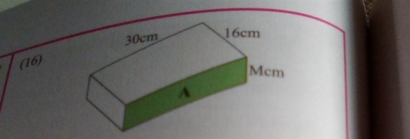 A) An aquarium 30cm by 16cm by Mcm is filled with water. If the capacity of the aquarium-example-1