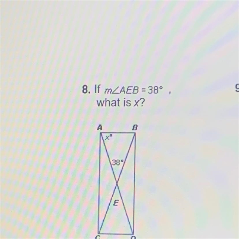 If MZAEB = 38° what is x? HELP ASAP-example-1