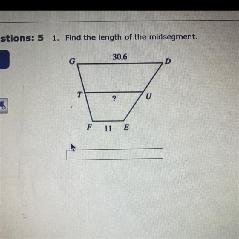 1. Find the length of the midsegment. Would appreciate help thanks-example-1