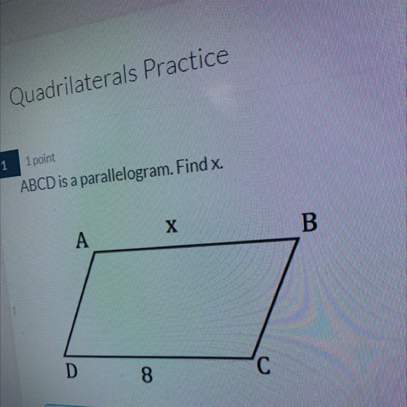 ABCD is a parallelogram. Find x.-example-1