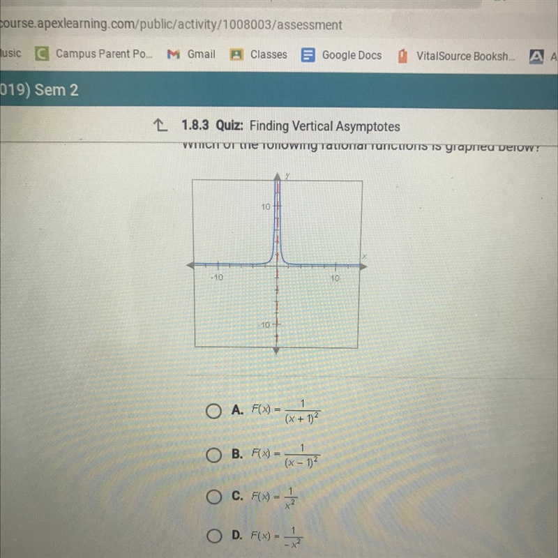 Which of the following rational functions is graphed below?-example-1