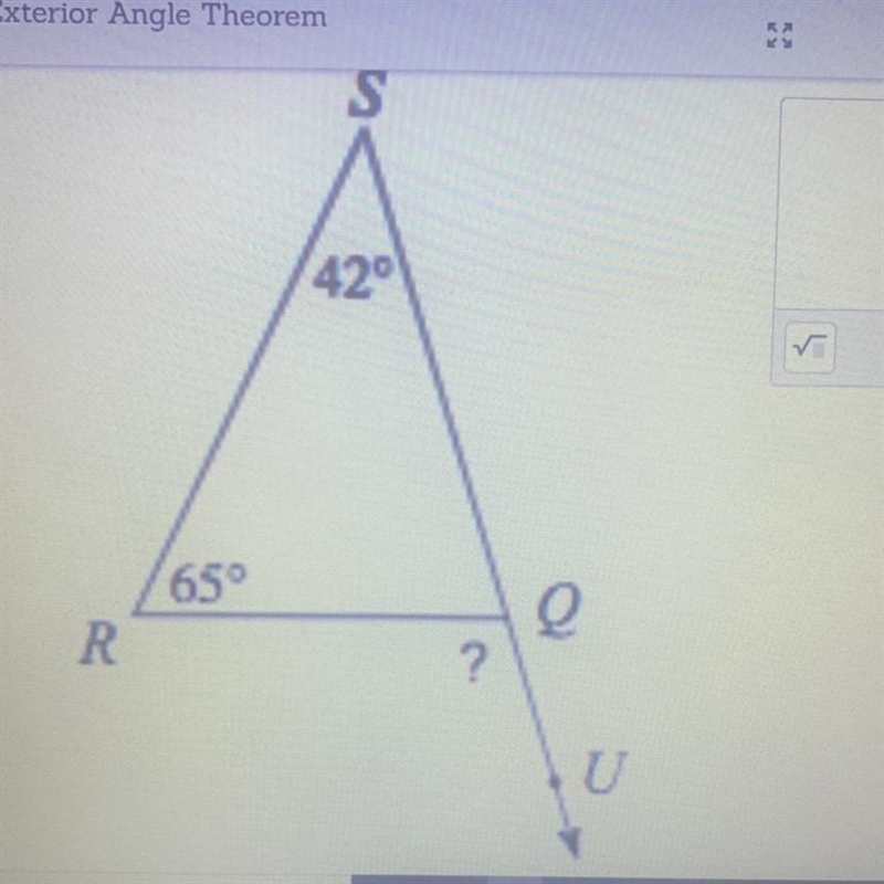 Using The exterior angle Theorem solve for the identified angle-example-1