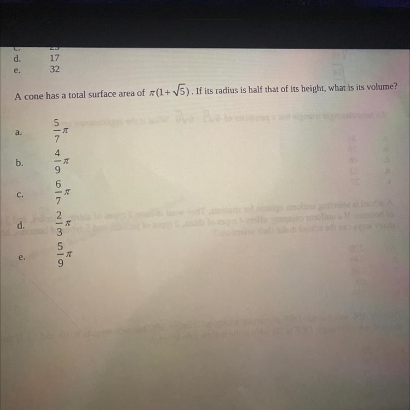 A. 5/7 pi B. 4/9 pi C. 6/7 pi D. 2/3 pi E. 5/9 pi-example-1