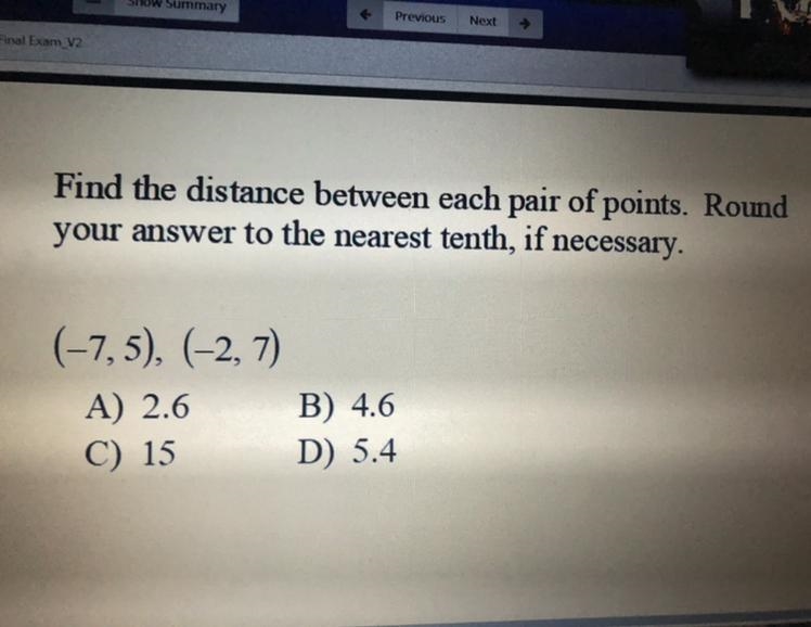 Find the distance between each pair of points. Round your answer to the nearest 10th-example-1