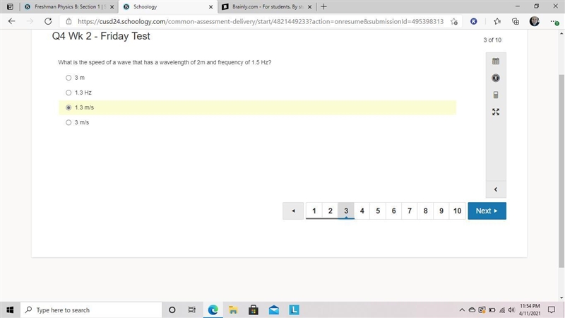 What is the speed of a wave that has a wavelength of 2m and frequency of 1.5 Hz? Doc-example-1