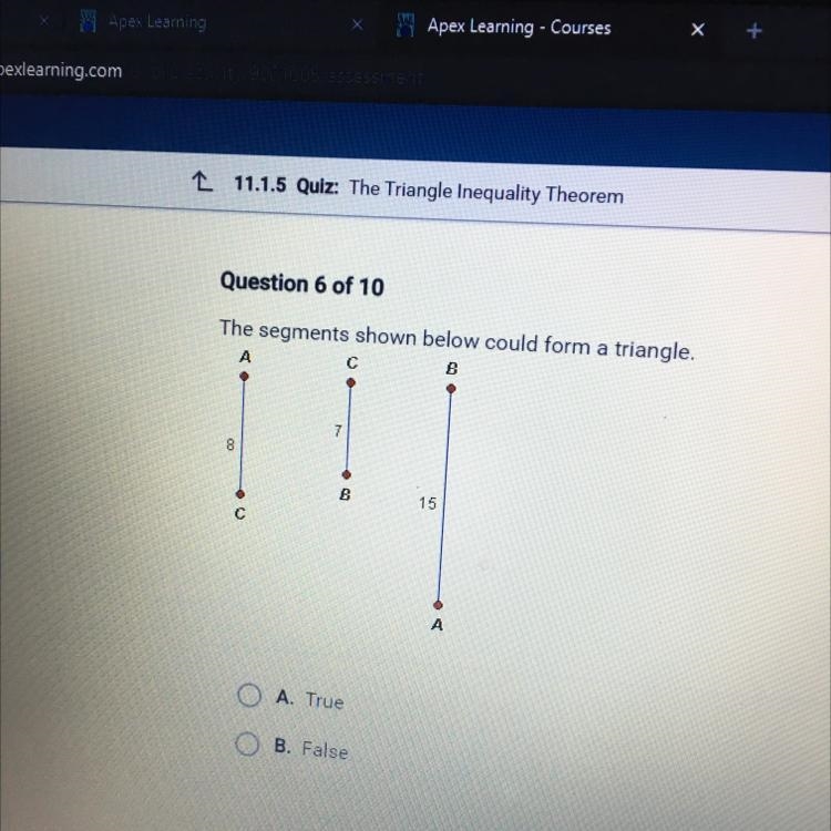 The segments shown below could form a triangle. help please :)-example-1