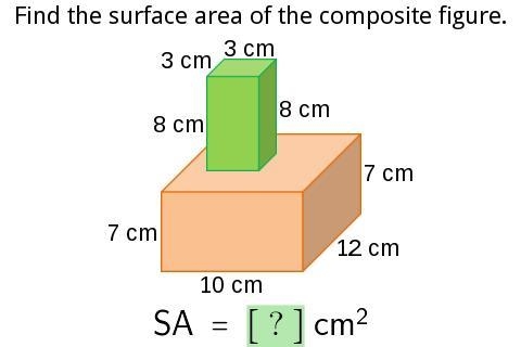 (this is all the points I'm able to give) Find the surface area of the composite figure-example-1