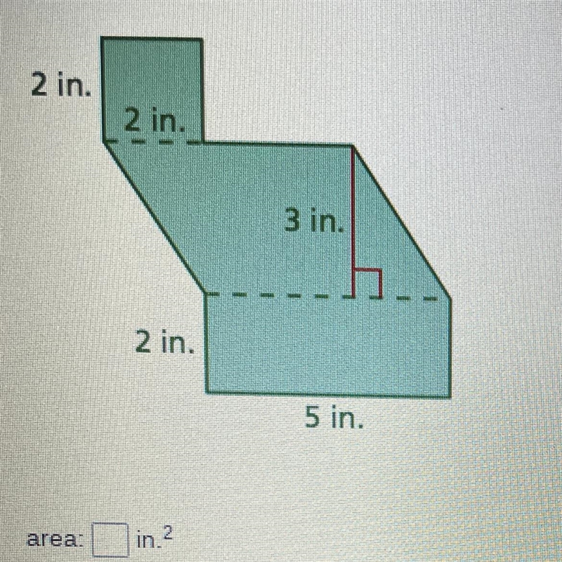 Find the area of the figure. (picture) 2in 2in 3in 2in 5in-example-1