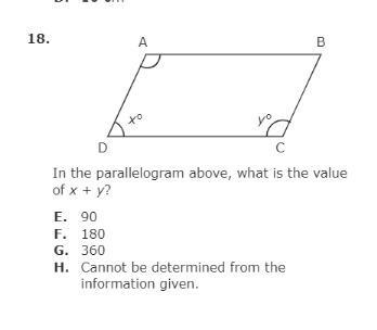 In the paralleologram above, what is the value of x+y?-example-1