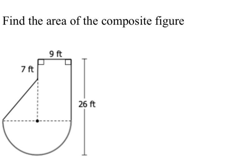 Find the area of the composite figure 9 ft 7 ft 26 ft-example-1