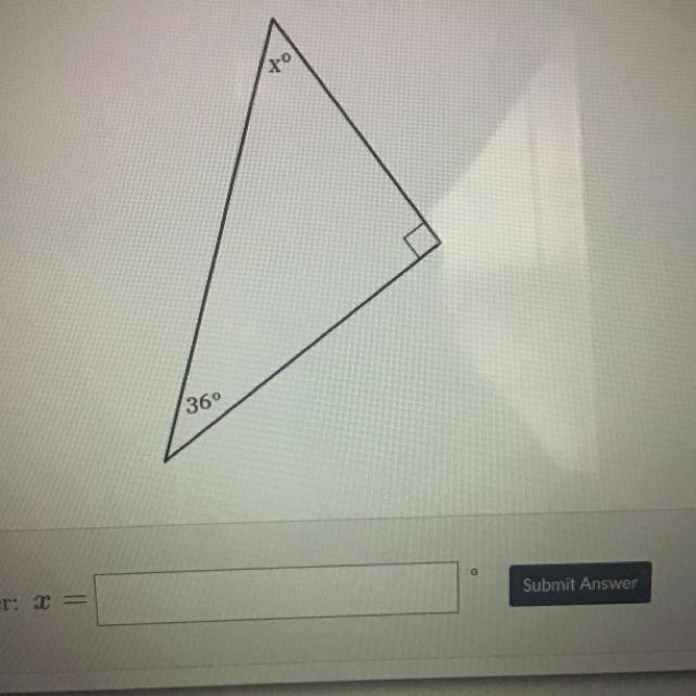 The measures of the angles of a triangle are shown in the figure below. Solve for-example-1