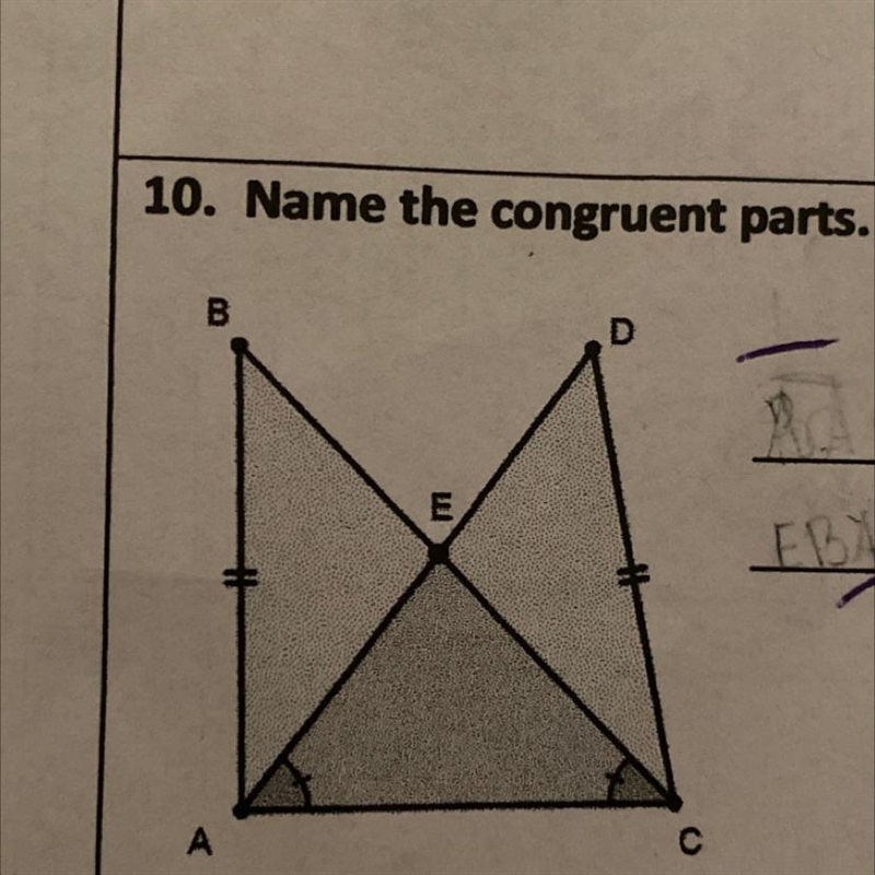 . Name the congruent parts.-example-1