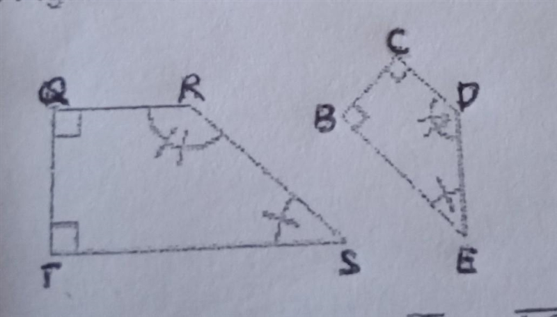 Figure TQRS~ BCDE.Name a pair of Corresponding sides​-example-1