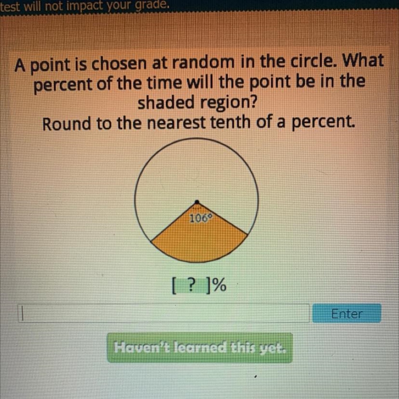 Exam A point is chosen at random in the circle. What percent of the time will the-example-1