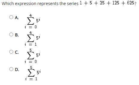 Which expression represents the series 1+5+25+125+625-example-1