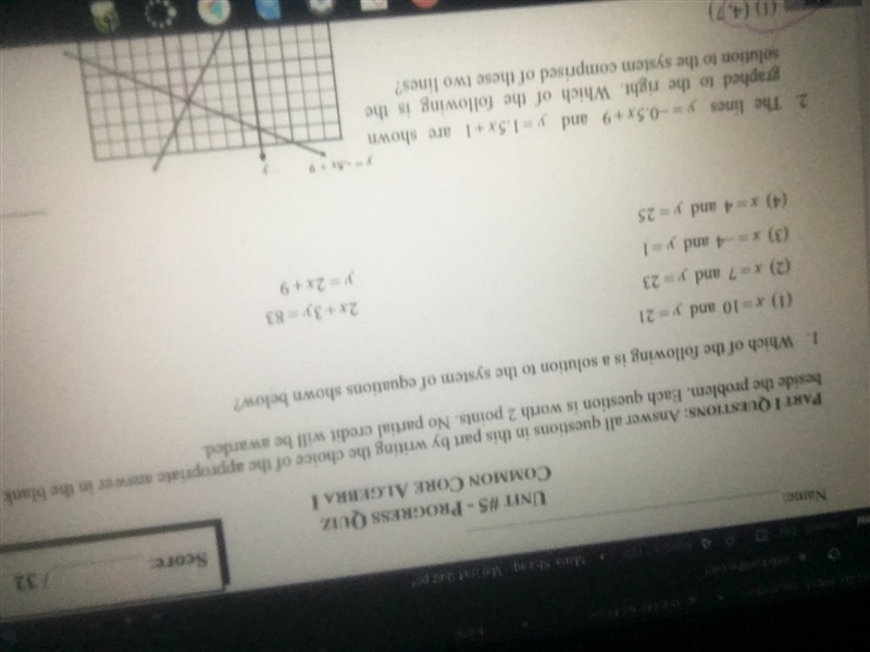 (PLS HELP ITS EASY) which of the following is a solution to the system of equations-example-1