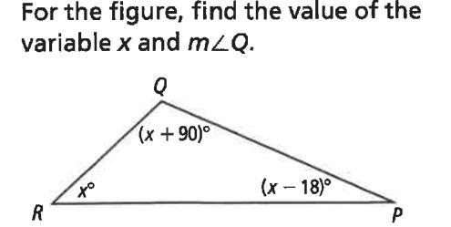 What is the measure of angle Q?-example-1