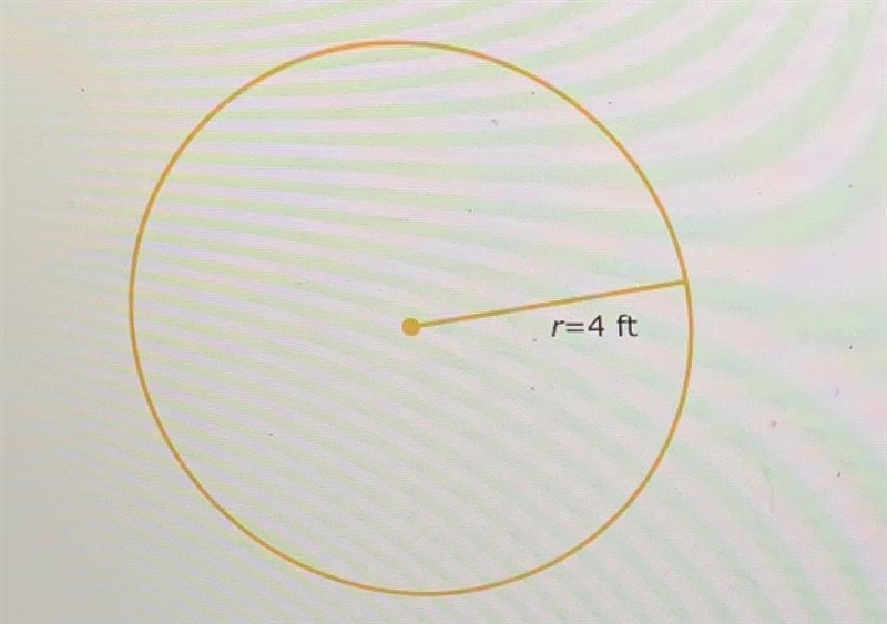 The radius of a circle is 4 feet. What is the area? r=4ft Give the exact answer in-example-1